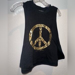 Spiritual Gangster Black Tank Top with Gold Peace Sign